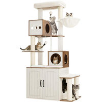Produktbild von Fobyfurny Kratzbaum mit Katzenklo Schrank 190 cm Weiß Braun