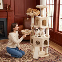 Produktbild von Fobyfurny Kratzbaum XL aus Holz und Sisal in Beige mit 174cm Höhe für Katzen