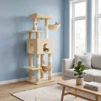 Produktbild von Fobyfurny Kratzbaumturm für Katzen mit Versteckhöhle und Plattformen in Beige 162 cm