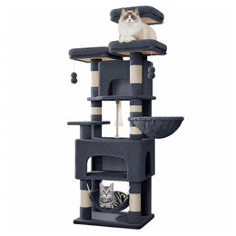 Fobyfurny XL Katzenkratzbaum mit 3 Plattformen, 2 Höhlen und Hängematte für Mehrkatzenhaushalte – Bild 1 von 1
