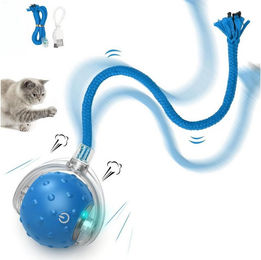 Forrlite Intelligenzspielzeug für Katzen - 360 Grad Selbstdrehender Ball mit LED-Licht in Blau aus Kunststoff – Bild 1 von 4