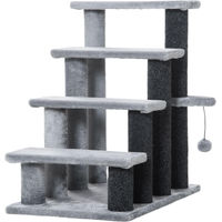 Produktbild von Fortuna Lai Katzentreppe für Senioren mit 4 Stufen aus Jute und Plüsch in Grau 64 cm
