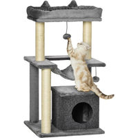 Produktbild von Fortuna Lai Kratzbaum für Katzen 90 cm mit Hängematte und Katzenhöhle in Grau aus Plüsch und Sisal