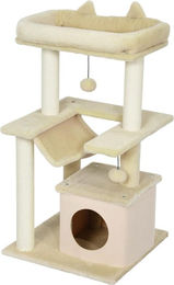 Fortuna Lai Kratzbaum für Katzen mit Spielzeug, Sitzstange und Hängematte Creme 48 x 48 x 90 cm – Bild 1 von 1