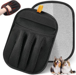 FOUORTUNATE-BEE Fellpflegehandschuhe 2er-Set aus TPR für Hunde und Katzen zur elektrostatischen Haarentfernung in Schwarz – Bild 1 von 5