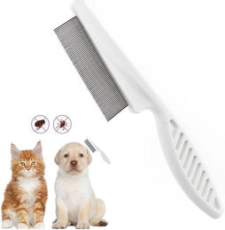 FOUORTUNATE-BEE Flohkamm 2er Set aus Metall für Hunde und Katzen mit feinen Zinken zur Fellpflege gegen Flöhe und Läuse – Bild 1 von 3