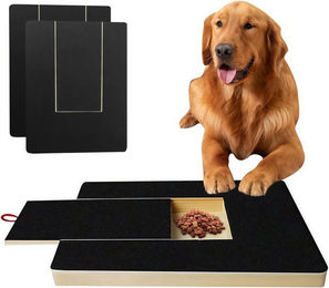 FOUORTUNATE-BEE Hunde Kratzbrett-Set aus Holz in Schwarz mit Futterbox und 2 Ersatz-Schleifpapieren zur Krallenpflege für erwachsene Hunde – Bild 1 von 5