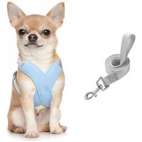 Produktbild von FOUORTUNATE-BEE Hundegeschirr Set mit verstellbarer Leine aus Polyester in Blau für erwachsene Hunde