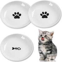 Produktbild von FOUORTUNATE-BEE Katzennapf 3er Set aus Keramik mit rutschfestem Silikonboden Weiß für Katzen und Flachgesichter