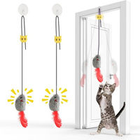 Produktbild von FOUORTUNATE-BEE Katzenspielzeug Set aus 2 Stück mit Plüschmaus und Federschwanz zur Selbstbeschäftigung für erwachsene Katzen