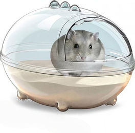 FOUORTUNATE-BEE Transparentes Hamsterbad aus Kunststoff für Kleintiere wie Hamster und Mäuse in Weiß – Bild 1 von 1