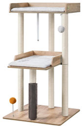 FourFurPets Katzenbaum 111cm Greige mit Kratzsäulen und Katzenhöhle – Bild 1 von 1