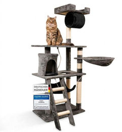 Foxdevil by xonic Kratzbaum für Katzen mit Hängematte und Höhle Grau/Schwarz 141 cm – Bild 1 von 6