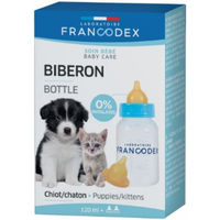 Produktbild von Francodex Futterflasche für Welpen und Kätzchen aus Kunststoff mit 2 Sauger 120 ml Blau - 120 ml