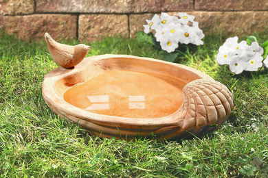 Frank GmbH Terrakotta Vogeltränke Bodenfutterstation aus Keramik 37 cm Naturton – Bild 1 von 2