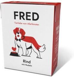 Fred & Felia FRED Hund Nassfutter Rind mit Nudeln Monoprotein Sensitive Stückchen in Sauce 10x390 g Tetra Pak - 10 x 390 g – Bild 1 von 3