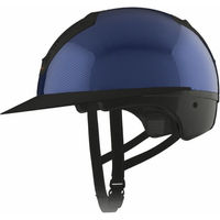 Produktbild von Freejump Vorono Reithelm aus Carbon in Blau und Matt Schwarz mit breitem Visier Größe L