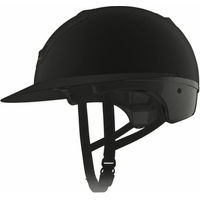 Produktbild von Freejump Vorono Reithelm aus Carbon in Matt Schwarz mit breitem Visier ohne Schläfenschutz