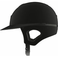 Produktbild von Freejump Vorono Reithelm Carbon in Glossy Schwarz mit breitem Visier und Schläfenschutz Größe S