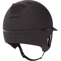 Produktbild von Freejump Vorono Reithelm Carbon in Schwarz Matt mit breitem Visier und Schläfenschutz Größe M
