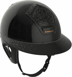 Freejump Voronoi Reithelm Black Gloss mit breitem Visier und Schläfenschutz in Schwarz – Bild 1 von 3