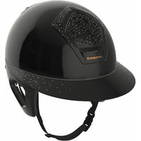 Produktbild von Freejump Voronoi Reithelm Black Gloss mit breitem Visier und Schläfenschutz in Schwarz