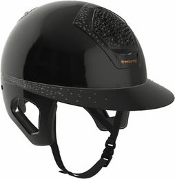 Freejump Voronoi Reithelm Schwarz Glänzend mit breitem Visier und Schläfenschutz Größe 57 – Bild 1 von 3