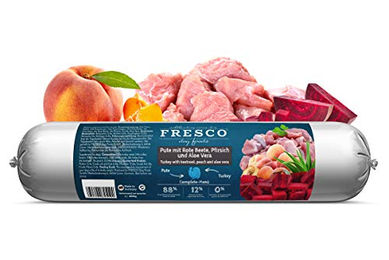 FRESCO Barf-Wurst Pute mit Rote Beete, Pfirsich und Aloe Vera für Adult Hunde 400 g – Bild 1 von 5
