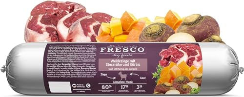 FRESCO BarfWurst Weideziege mit Steckrübe und Kürbis Hund Adult 400 g – Bild 1 von 8