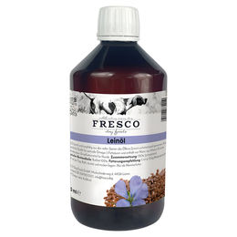 FRESCO Bio Leinöl für Hunde 250 ml Kaltgepresstes Omega 3 Öl zur Unterstützung von Haut, Fell und Gelenken – Bild 1 von 3