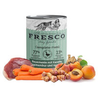 Produktbild von FRESCO Complete-Menü Bauernente mit Karotten und Topinambur Ragout Stückchen in Sauce getreidefrei für Adult Hunde 12x 400 g