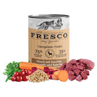 Produktbild von FRESCO Complete-Menü Hund Adult Hirsch mit Rote Beete, Preiselbeeren und Amaranth Stückchen in Sauce, 12 x 400 g