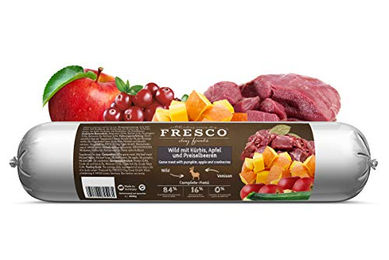 Fresco Dog Barf-Wurst Wild mit Kürbis, Apfel und Preiselbeeren für Hunde Adult 400 g – Bild 1 von 8
