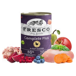 FRESCO Dog NassBarf Huhn Hundefutter Nass getreidefrei Mono-Protein 80% Frischfleisch Adult 12 x 400 g – Bild 1 von 8