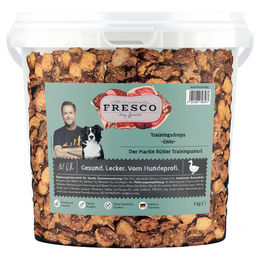 FRESCO Martin Rütter Trainingsdrops Ente Hundeleckerli mit hohem Fleischanteil und Monoprotein 1 kg Eimer – Bild 1 von 3