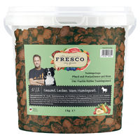 Produktbild von FRESCO Martin Rütter Trainingsdrops Pferd mit Preiselbeere und Birne Monoprotein ohne Farb- und Aromastoffe 1 kg Eimer