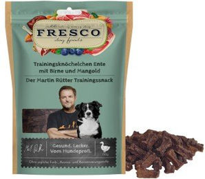Produktbild von FRESCO Martin Rütter Trainingsknöchelchen Ente mit Birne und Mangold Belohnungssnack für Hunde 2x150 g - 2 x 150 g