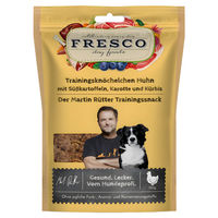 Produktbild von FRESCO Martin Rütter Trainingsknöchelchen Huhn mit Süßkartoffeln Karotte und Kürbis Belohnungssnack für Hunde 150 g