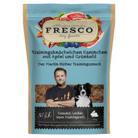 Produktbild von FRESCO Martin Rütter Trainingsknöchelchen Kaninchen mit Apfel und Grünkohl Belohnungssnack für Hunde ohne Farb- und Aromastoffe 3 x 150 g - 150 g