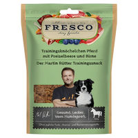 Produktbild von FRESCO Martin Rütter Trainingsknöchelchen Pferd mit Preiselbeeren und Birne Belohnungssnack für Hunde Welpe 3 x 150 g