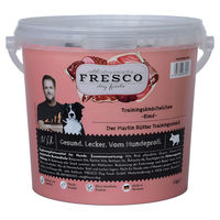 Produktbild von FRESCO Martin Rütter Trainingsknöchelchen Rind Hundeleckerli getreidefrei und zuckerfrei mit 92% Frischfleisch 1 kg Eimer