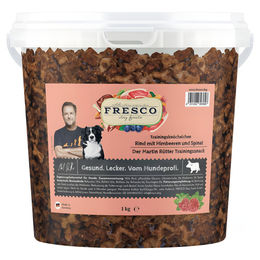FRESCO Martin Rütter Trainingsknöchelchen Rind mit Himbeeren und Spinat getreidefrei Hundeleckerli 1 kg – Bild 1 von 4