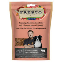 Produktbild von FRESCO Martin Rütter Trainingsknöchelchen Rind mit Himbeeren und Spinat Getreidefreier Monoprotein Hundesnack 600 g