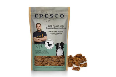Produktbild von FRESCO Trainingsknöchelchen Ente getreidefrei und monoprotein für Hunde 150g