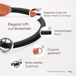 Freudentier Erziehungshalsband mit Zugstopp aus Nylon für Hunde Schwarz M - 1 Stk. – Bild 1 von 4