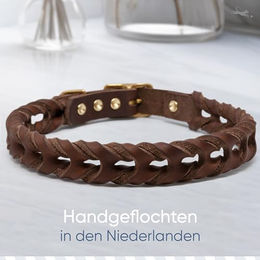 FREUDENTIER Hundehalsband AlsterTwist aus geflochtenem Leder in Chocolate Braun für kleine und mittlere Hunde 27cm – 33cm Halsumfang – Bild 1 von 4