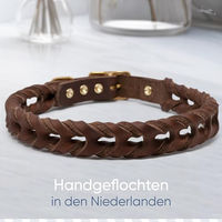 Produktbild von FREUDENTIER Hundehalsband AlsterTwist aus geflochtenem Leder in Chocolate Braun für kleine und mittlere Hunde 27cm – 33cm Halsumfang