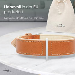 FREUDENTIER Hundehalsband Amstelpark aus Leder gefüttert Cognac Braun 51.5-61.5cm Halsumfang – Bild 1 von 4