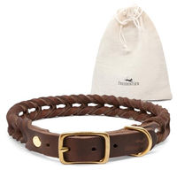 Produktbild von Freudentier Hundehalsband aus Leder geflochten Braun 50-56cm