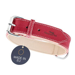 Freudentier Hundehalsband aus Leder in Rot weich gepolstert für 51.5-61.5cm Halsumfang – Bild 1 von 5